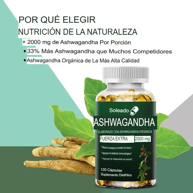 Ashwagandha: el Adaptogeno natural que te ayuda a equilibrar cuerpo y mente, reducir el estrés,  recuperar tu energía   energía,  100% natural